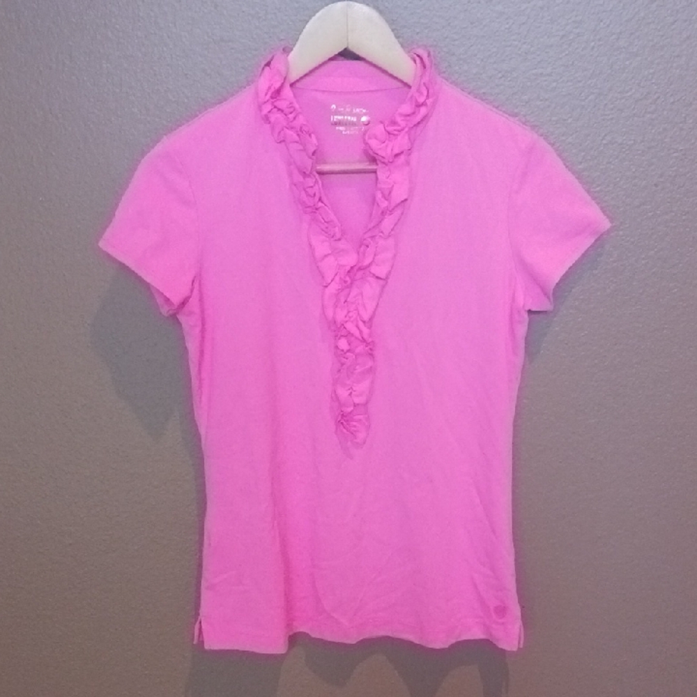 NWT Lilly Pulitzer Frida Ruffle Polo UPF 50+, Womens Size S